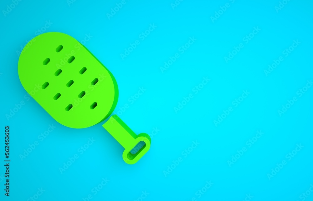 Green Sauna brush icon isolated on blue background. Wooden brush with coarse bristles for washing in