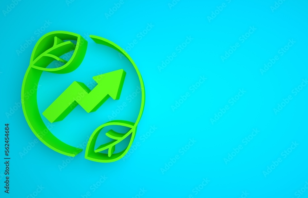 Green Electric saving plug in leaf icon isolated on blue background. Save energy electricity. Enviro