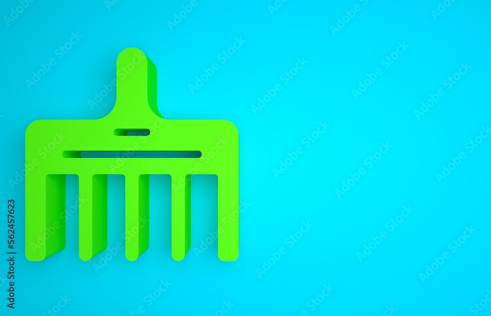 Green Hairbrush icon isolated on blue background. Comb hair sign. Barber symbol. Minimalism concept.