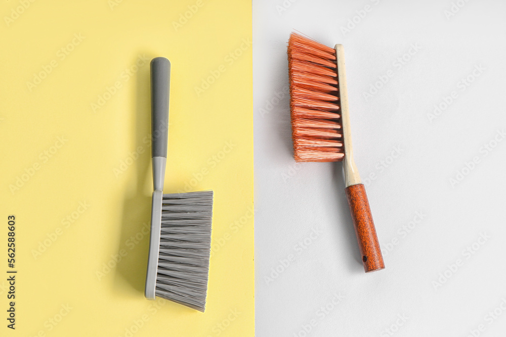 Brushes for cleaning on color background