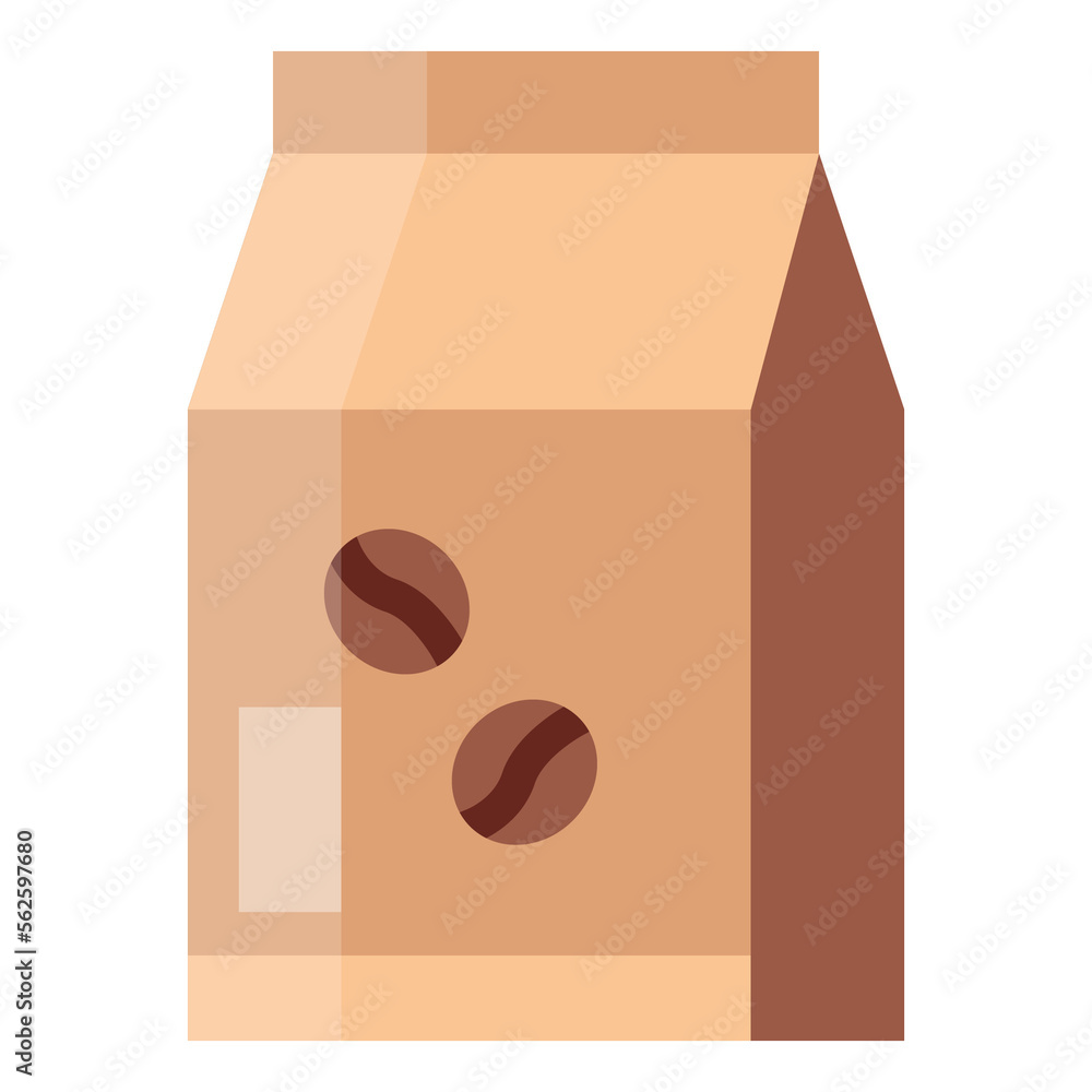 Coffee bag. Flat icon. PNG file transparency background