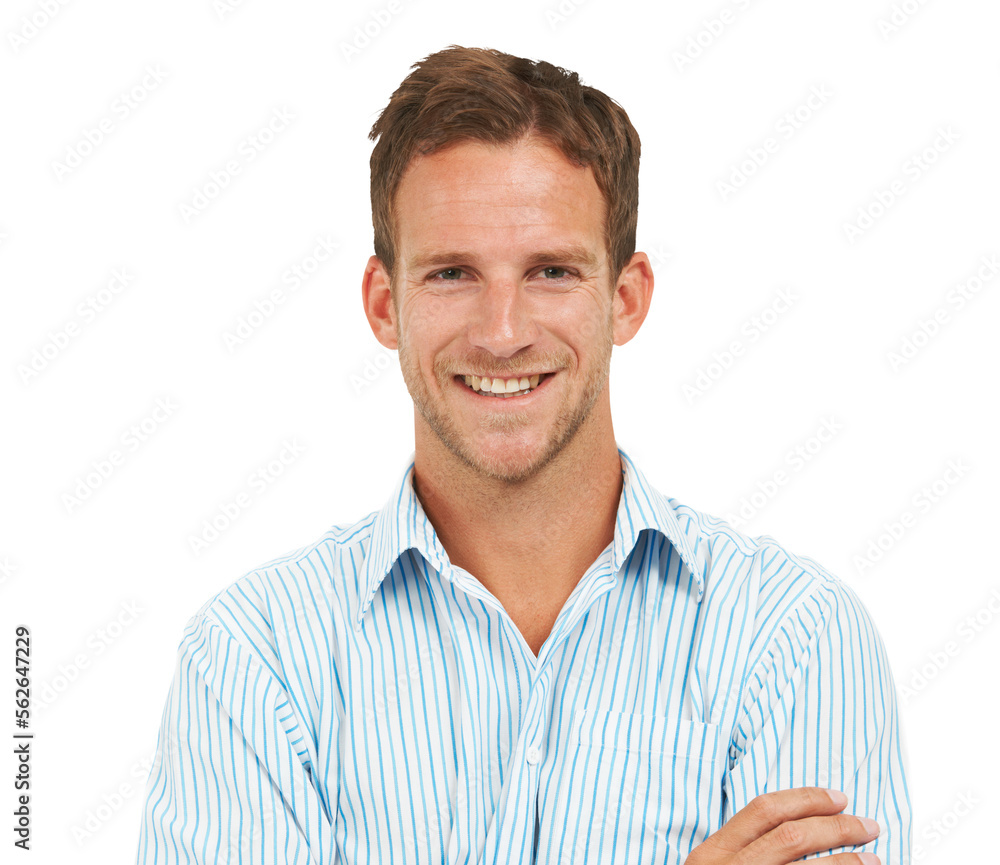 A studio portrait of a confident young businessman posing Isolated on PNG background.