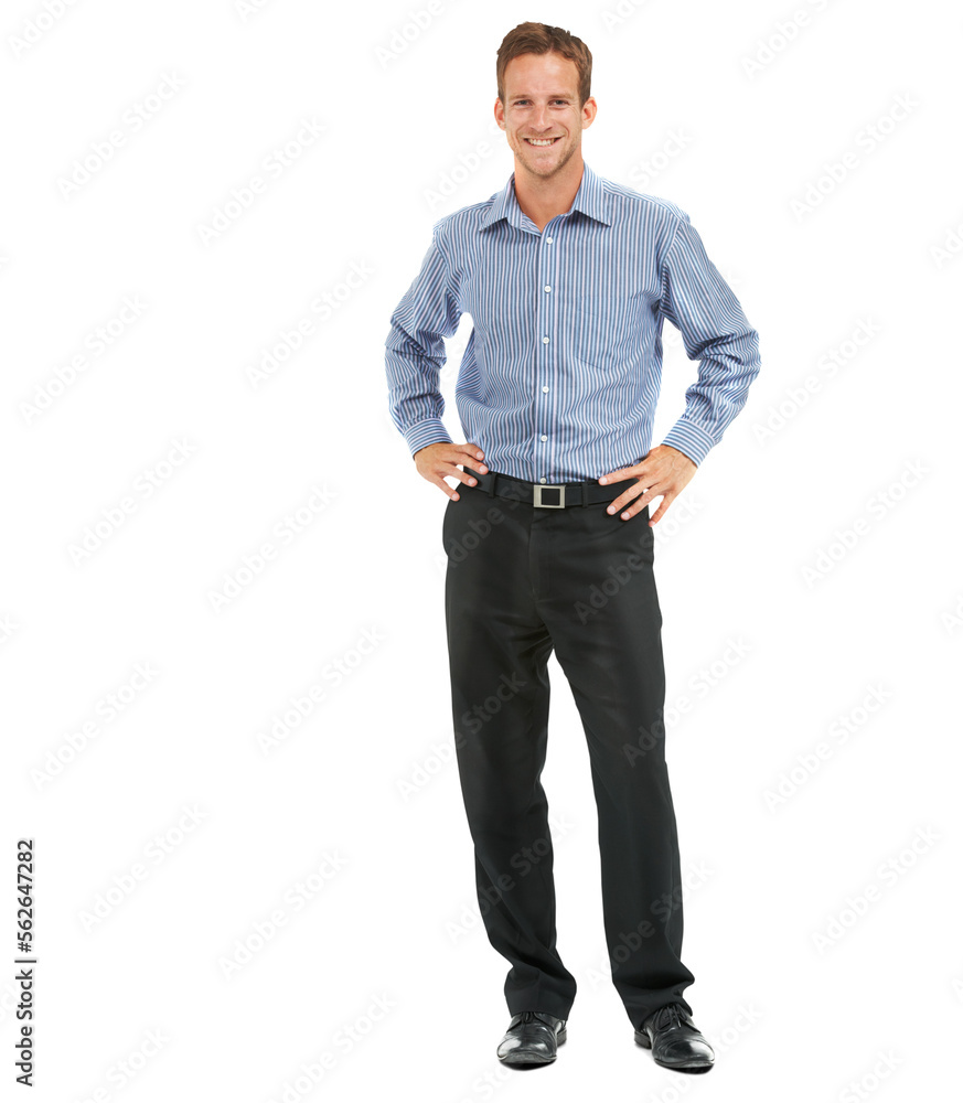 A studio portrait of a confident young businessman posing Isolated on a PNG background.