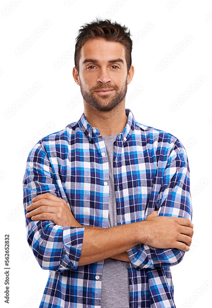 Studio portrait of a handsome man  Isolated on a PNG background.