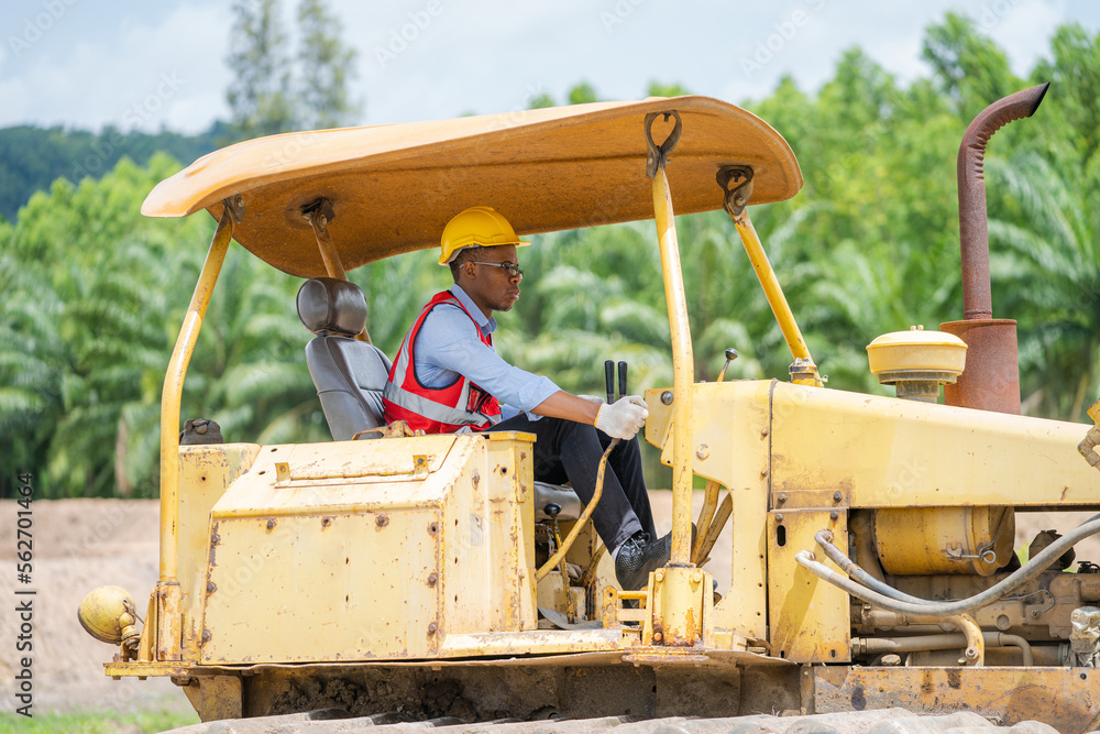 Professional construction industry driver,Construction worker are driving bulldozer at construction 