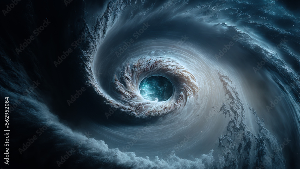 View of a cyclone eye from space. Giant hurricane background. Generative ai