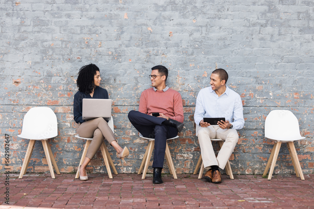 Diversity, recruitment or startup people in corporate lobby for business meeting, job interview or h