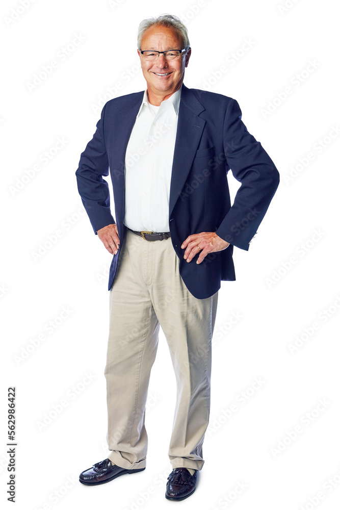 Senior, corporate and worker full body portrait with confident, proud and happy business pose. Matur