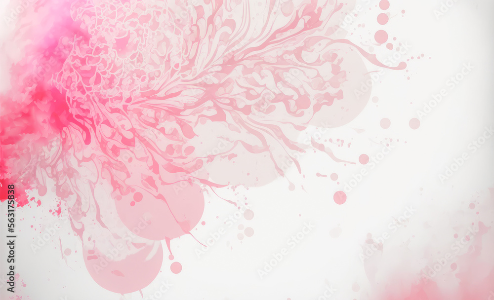 Abstract watercolor art background with pink flowers in style of watercolor paints design. Peculiar 