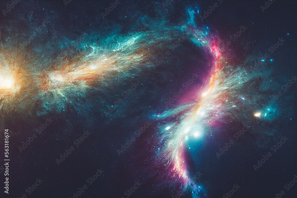 Splendid scenic outer space vibrant color starry galaxy universe in bizarre and fantasy cosmical lig