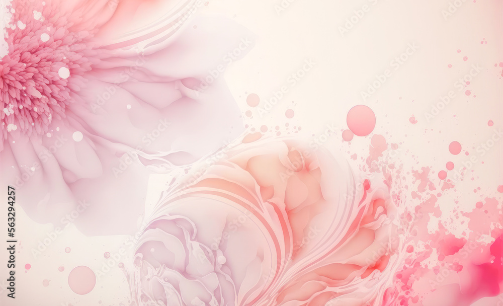 Abstract watercolor art background with pink flowers in style of watercolor paints design. Peculiar 