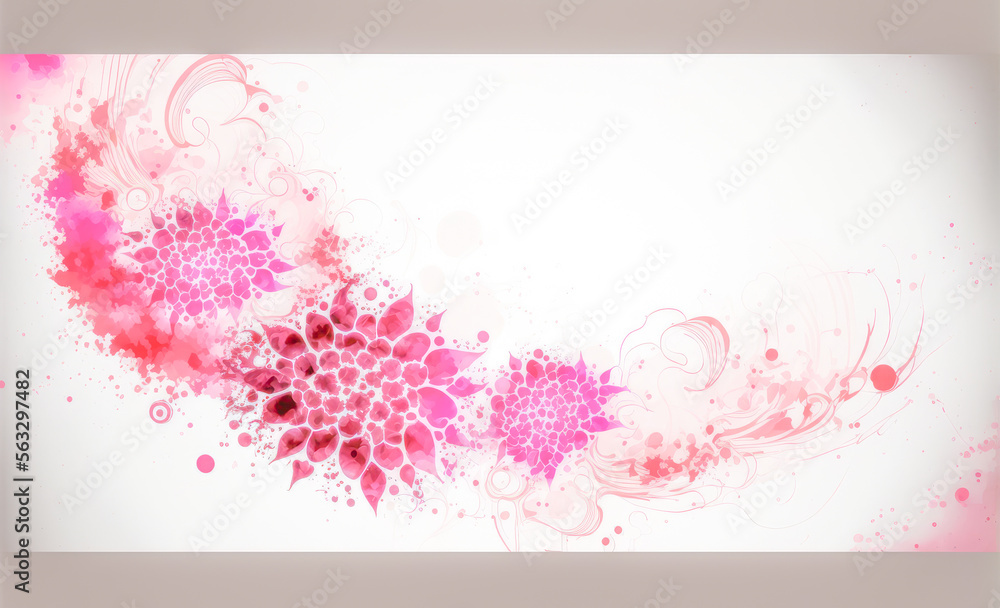 Abstract watercolor art background with pink flowers in style of watercolor paints design. Peculiar 