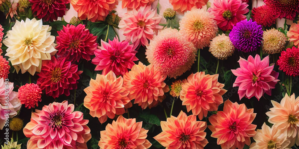 Dahlia flower banquet beautiful spectacular flower arrangement for background of wedding dinner love