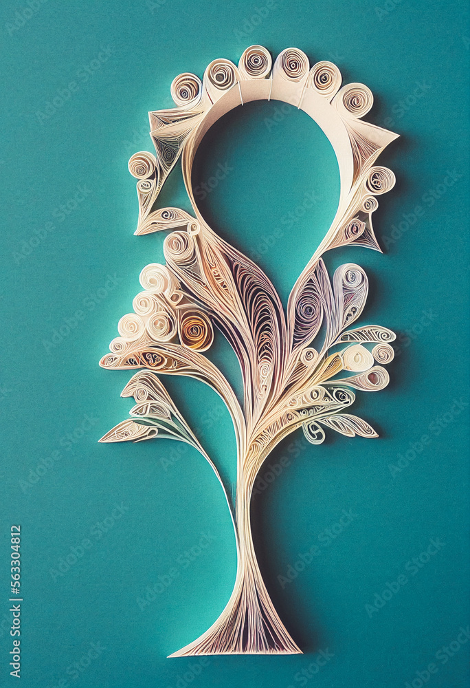 Splendid paper quilling acadia background in . Realistic abstract paper craft in geometric shape of 