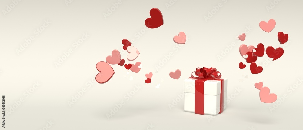 Hearts with gift boxes - Appreciation and love theme - 3D