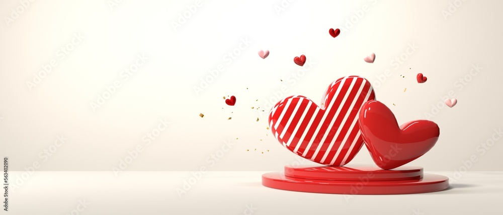 Hearts with podiums - Appreciation and love theme - 3D