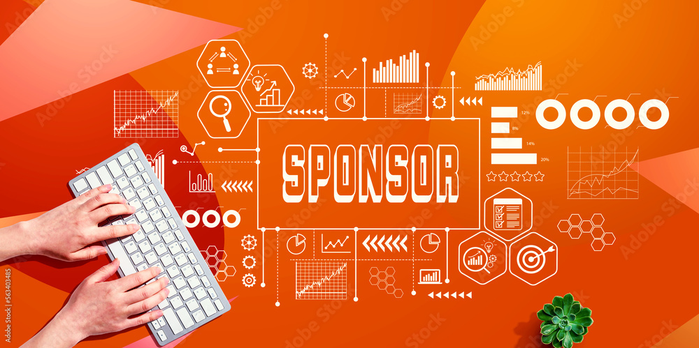 Sponsor theme with person using computer keyboard