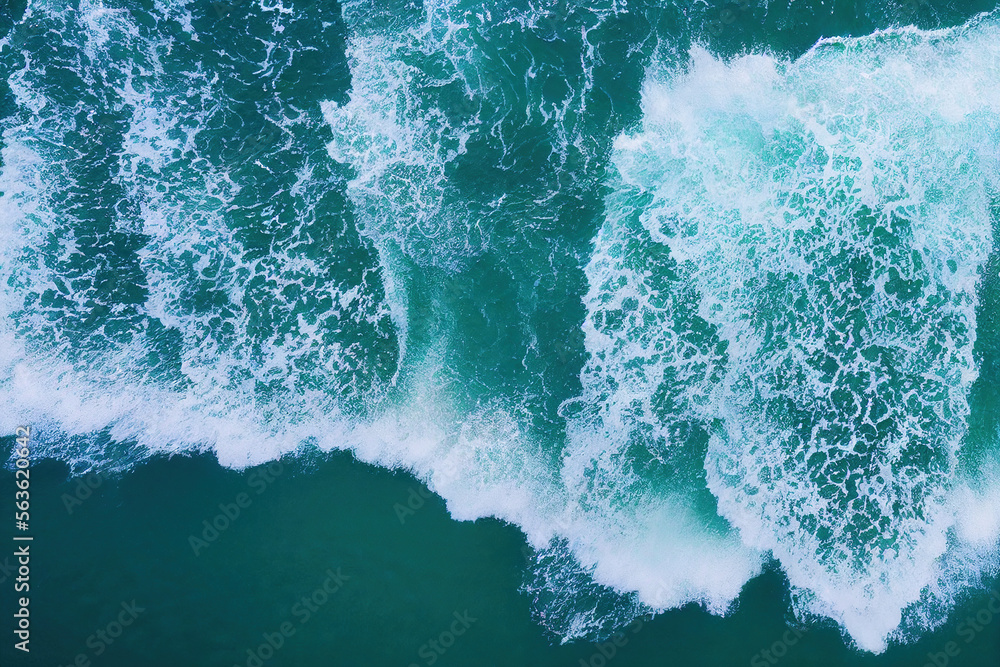 深海中飞溅的海水白浪的壮观鸟瞰背景照片