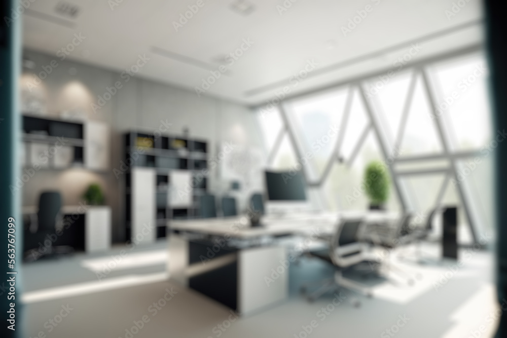 Blur background of modern office interior design . Contemporary workspace for creative business