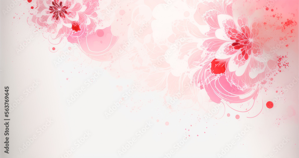 Abstract watercolor art background with pink flowers in style of watercolor paints design. Peculiar 