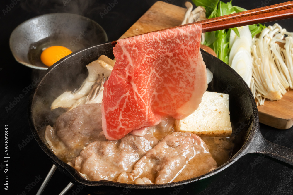 普通の和牛すきやき　Common sukiyaki Japanese foods