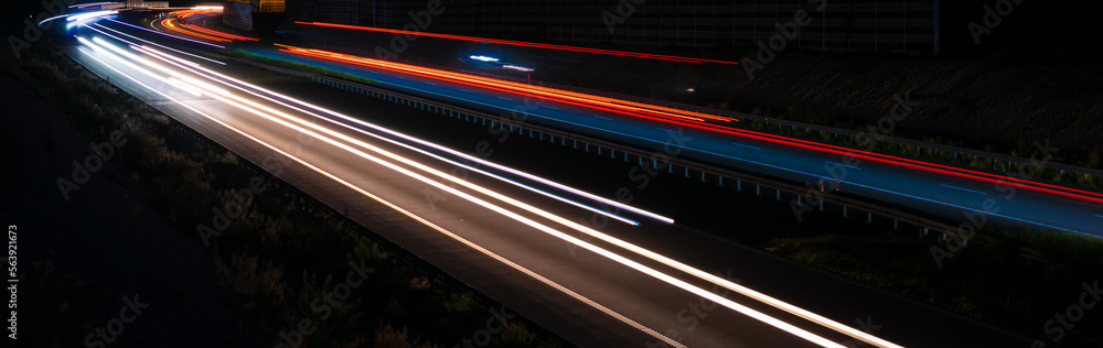 lights of cars with night. long exposure