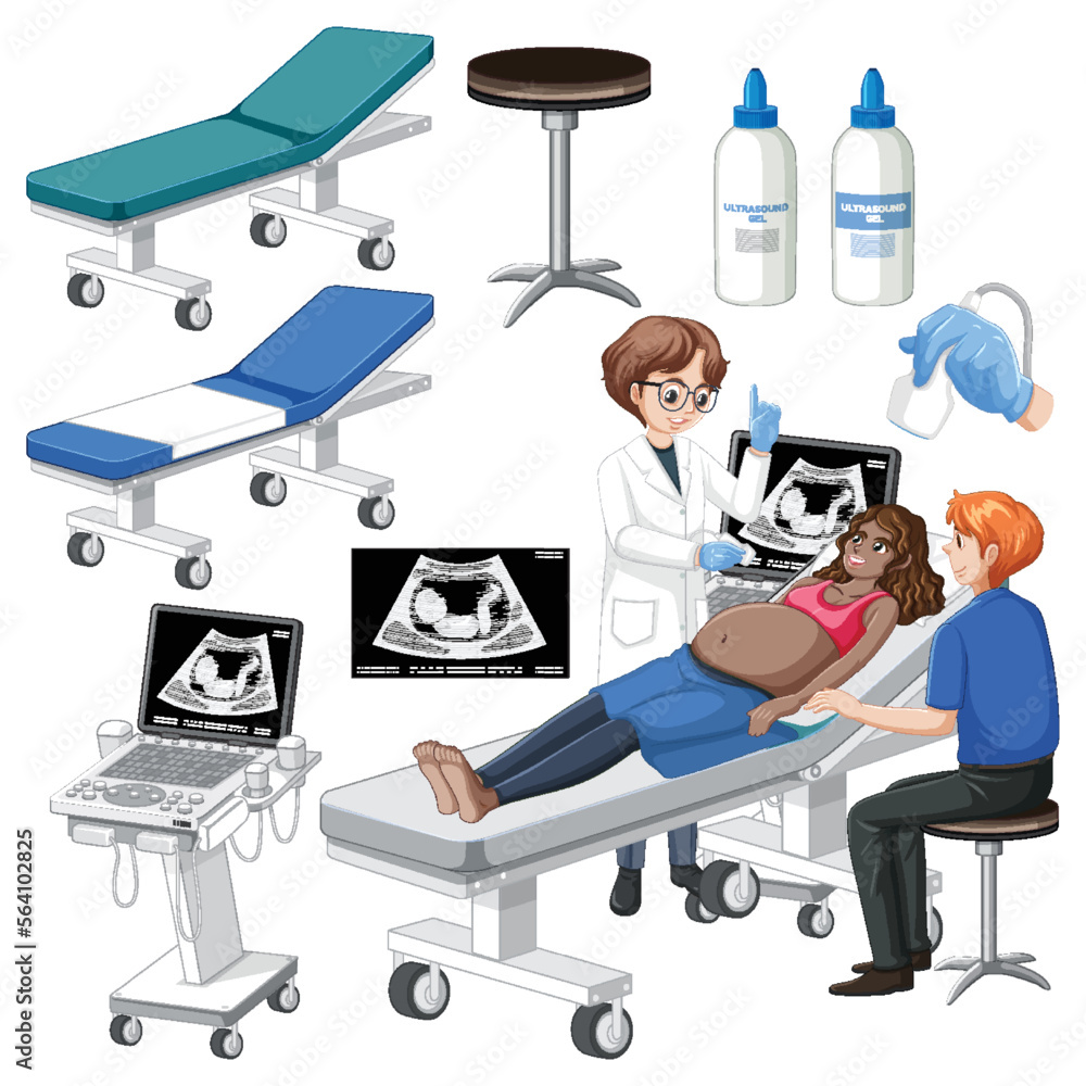 Set of medical instruments for pregnancy ultrasound