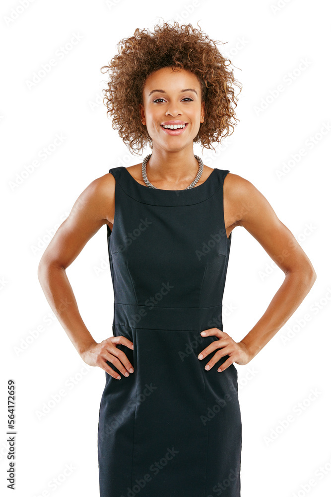 Happy, leader and portrait of business black woman with afro in elegant, corporate and professional 