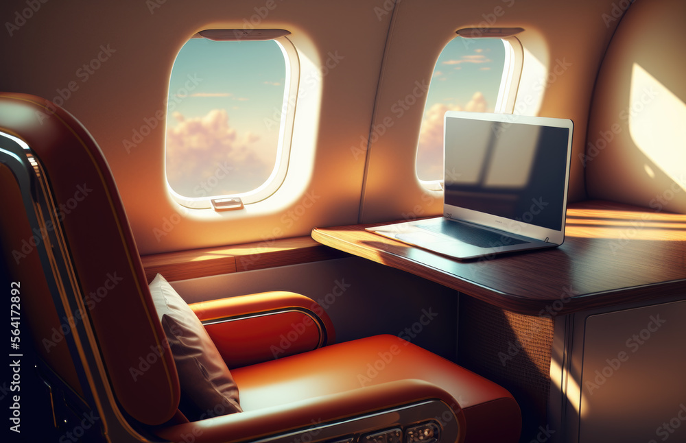 a comfortable seat in the first class cabin of the aircraft, generative AI