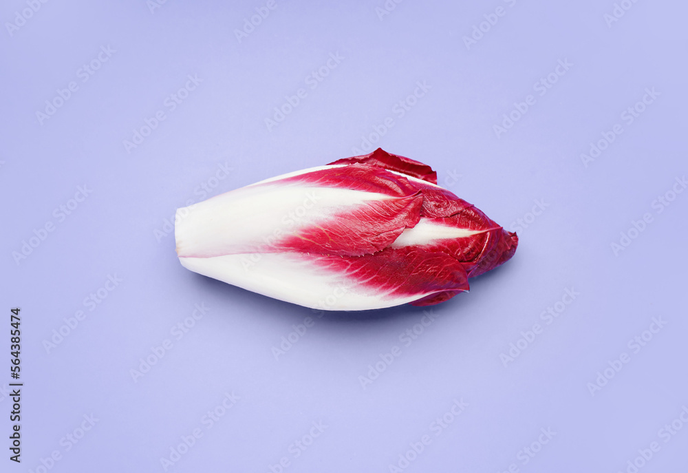 Bunch of fresh endive on lilac background