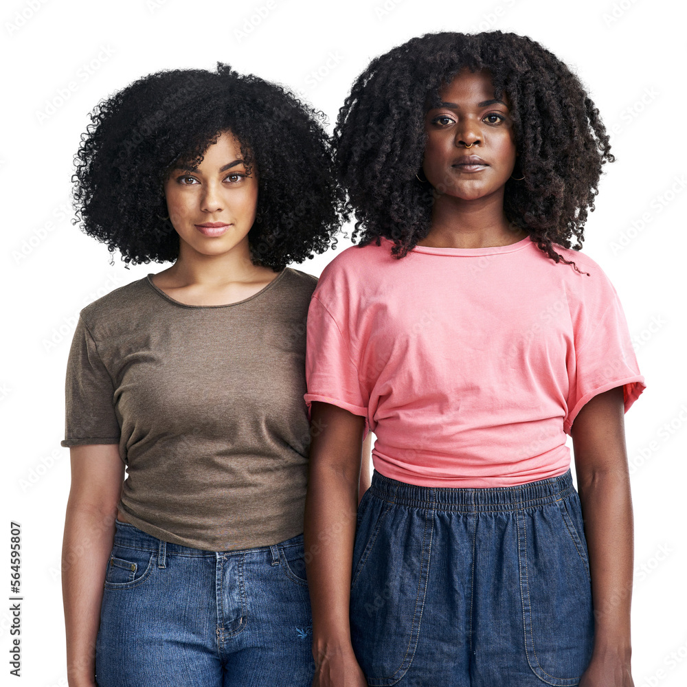 PNG studio portrait of two attractive young women posing