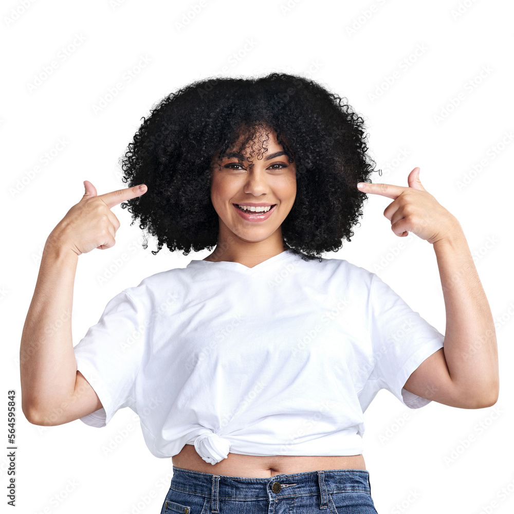 PNG Studio shot of an attractive young woman pointing at herself