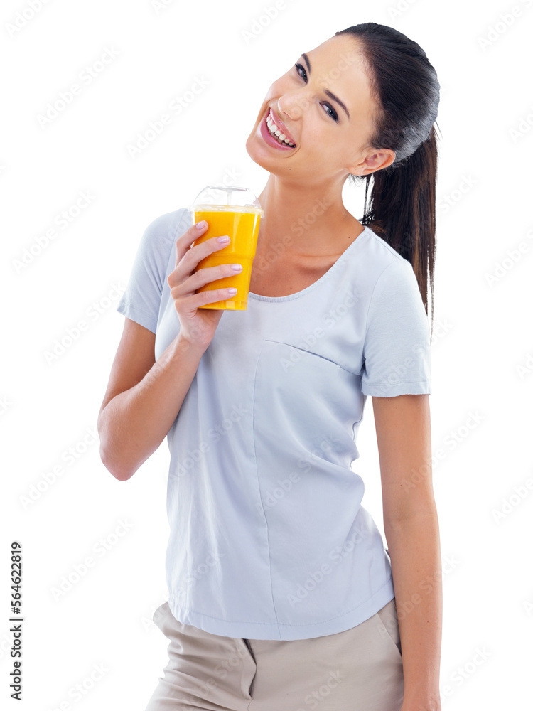 PNG Studio shot of a beautiful young woman enjoying a fruit smoothie