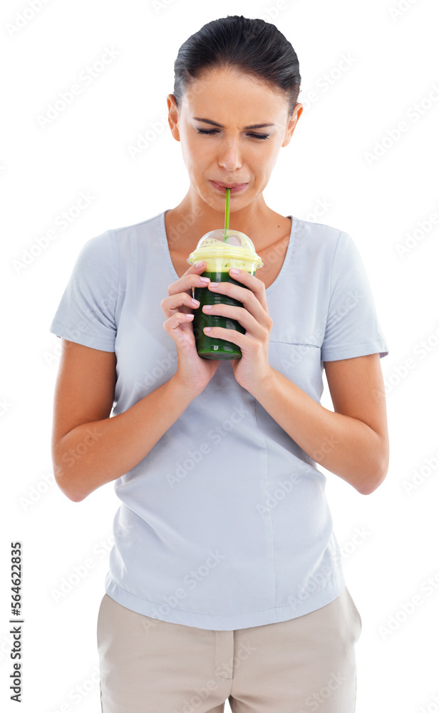 PNG Studio shot of a woman drinking a wheatgrass smoothie