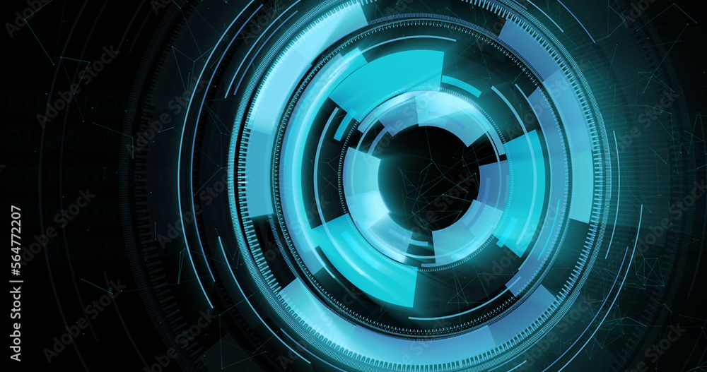 Composition of scope scanning and data processing on black background