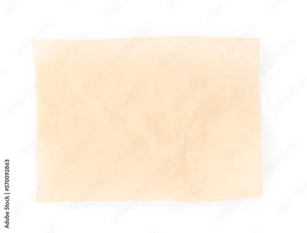 Sheet of baking paper isolated on white background