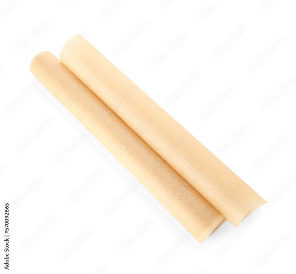 Roll of baking paper isolated on white background