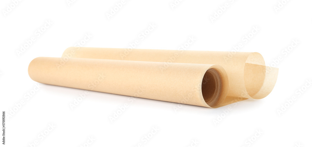 Roll of baking paper isolated on white background