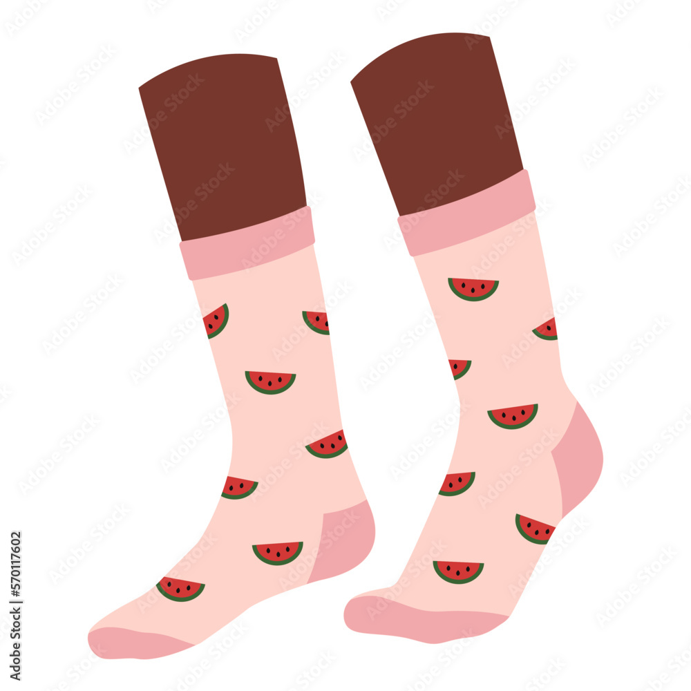 Human legs with stylish socks on white background