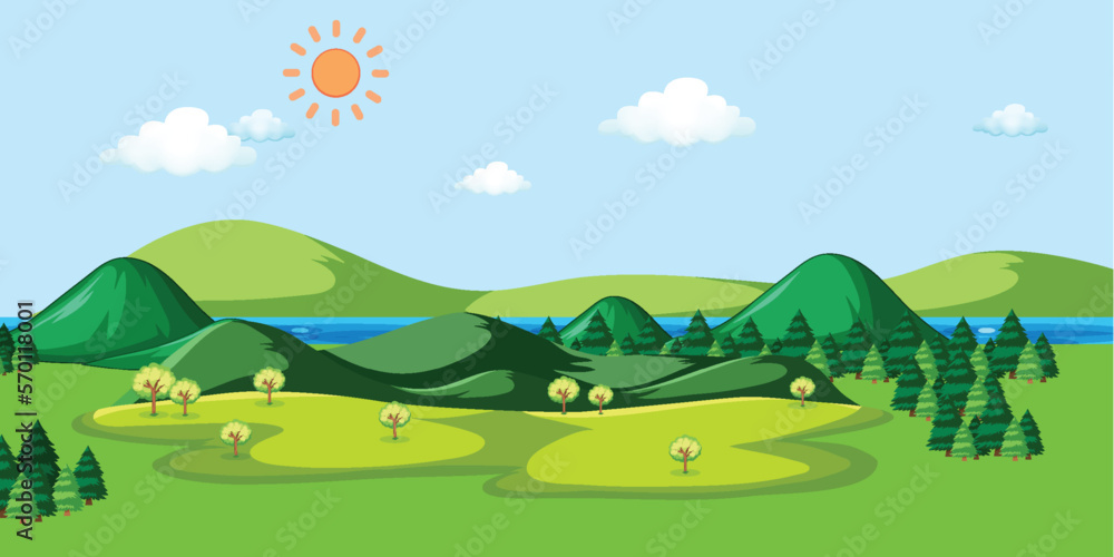 Nature landscape in cartoon style