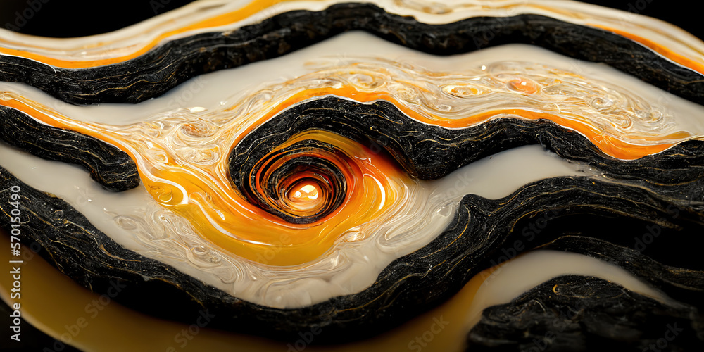 Sedate abstract marco luxurious black and gold solid turbulence wave. Swirled oil alcohol ink in mar