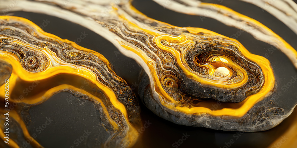 Sedate abstract marco luxurious black and gold solid turbulence wave. Swirled oil alcohol ink in mar