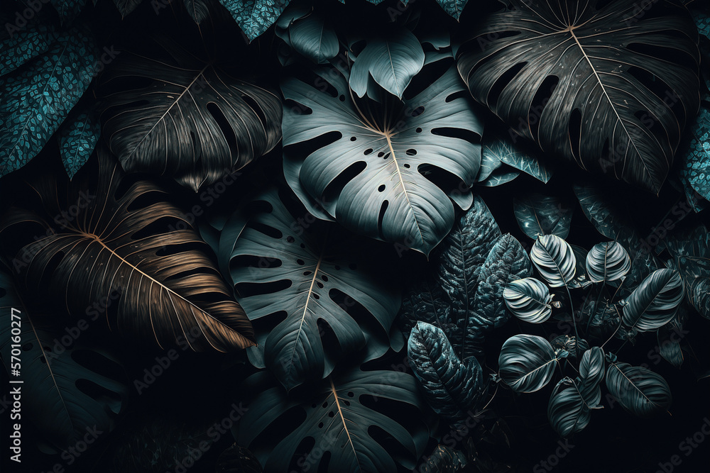 Luxury tropical leaves plant and foliage exotic background abstract of dark botany . Admirable Gener