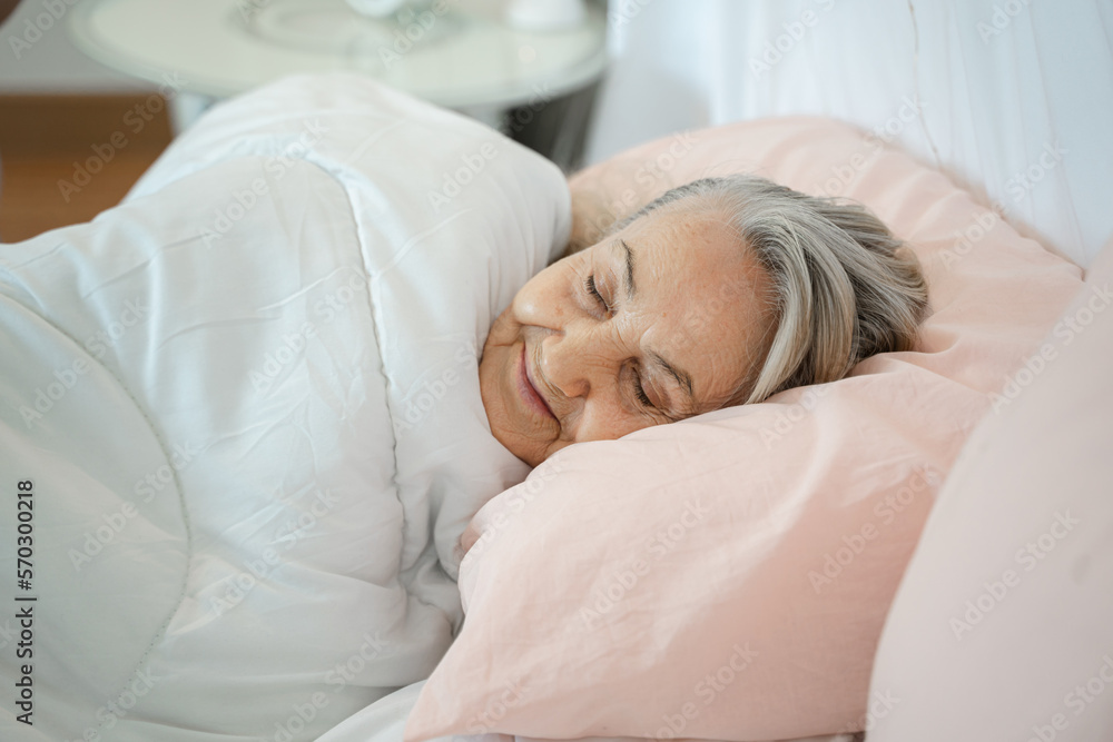 Senior woman sleeping on bed,Good sleep.