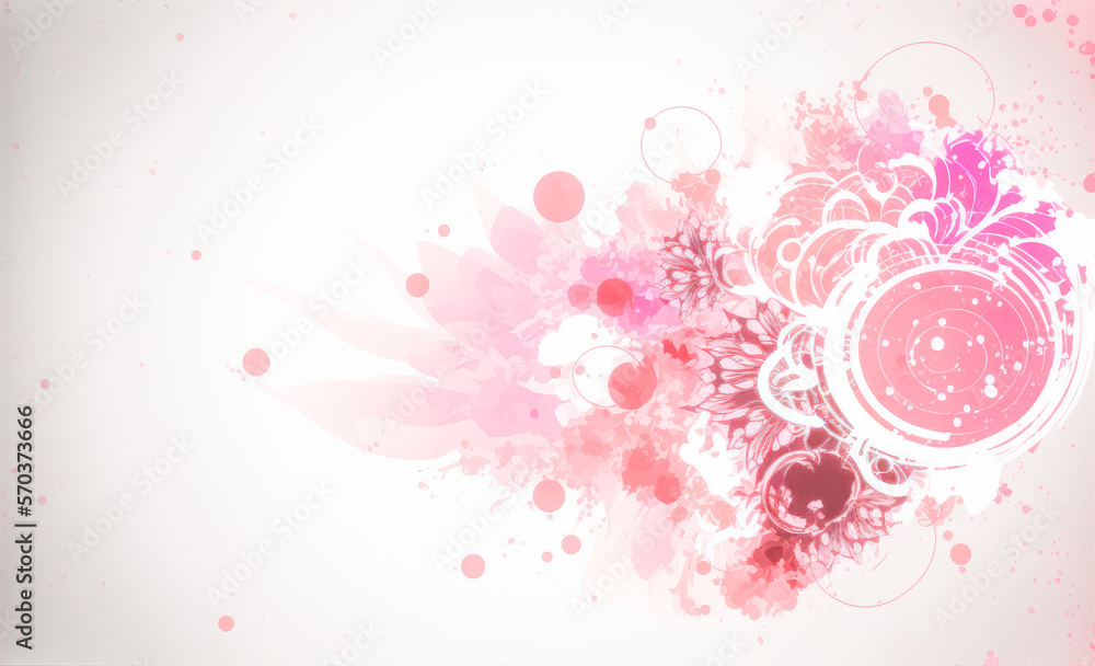 Abstract watercolor art background with pink flowers in style of watercolor paints design. Peculiar 