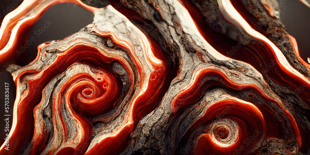 Sedate realistic marco detailed black and red alcohol ink ripples pattern in agate design. Closeup t