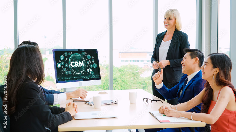 Customer relationship management system on modish computer for CRM business and enterprise