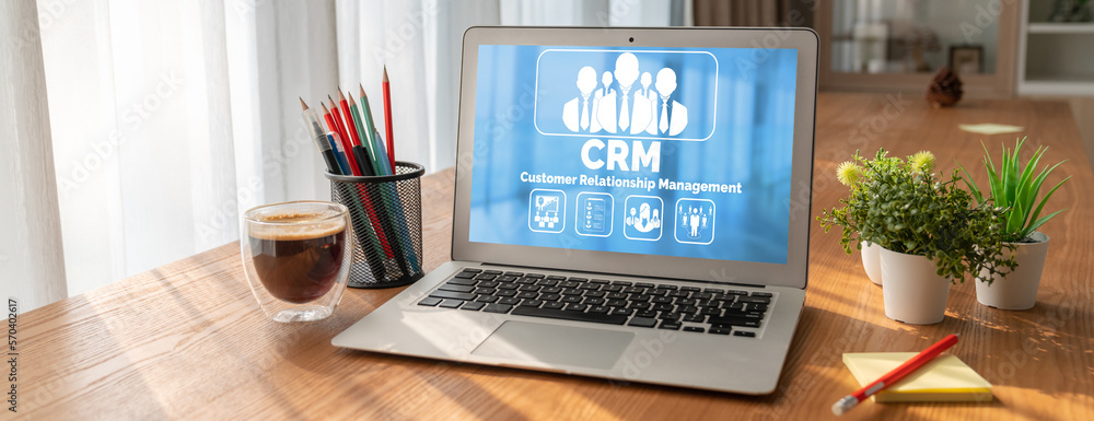 Customer relationship management system on modish computer for CRM business and enterprise