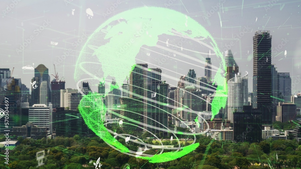 Green city technology shifting towards sustainable alteration concept by clean energy , recycling an