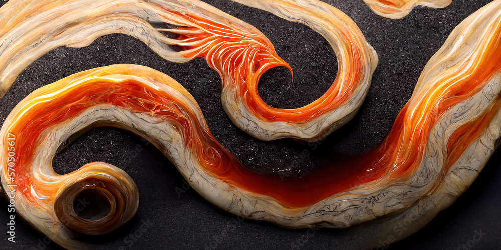 Sedate realistic marco detailed black and red alcohol ink ripples pattern in agate design. Closeup t